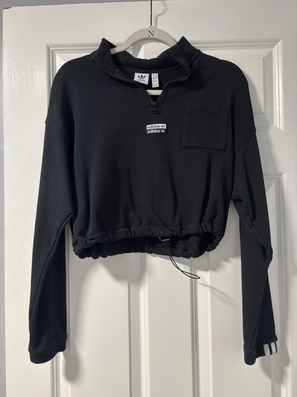 adidas Black Cropped Quarter-Zip Pullover